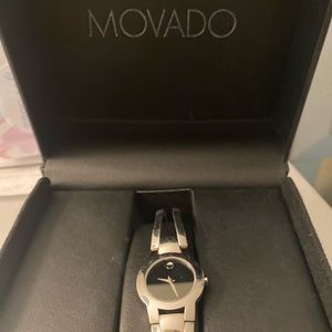 Movado women authentic silver bangle watch 24mm